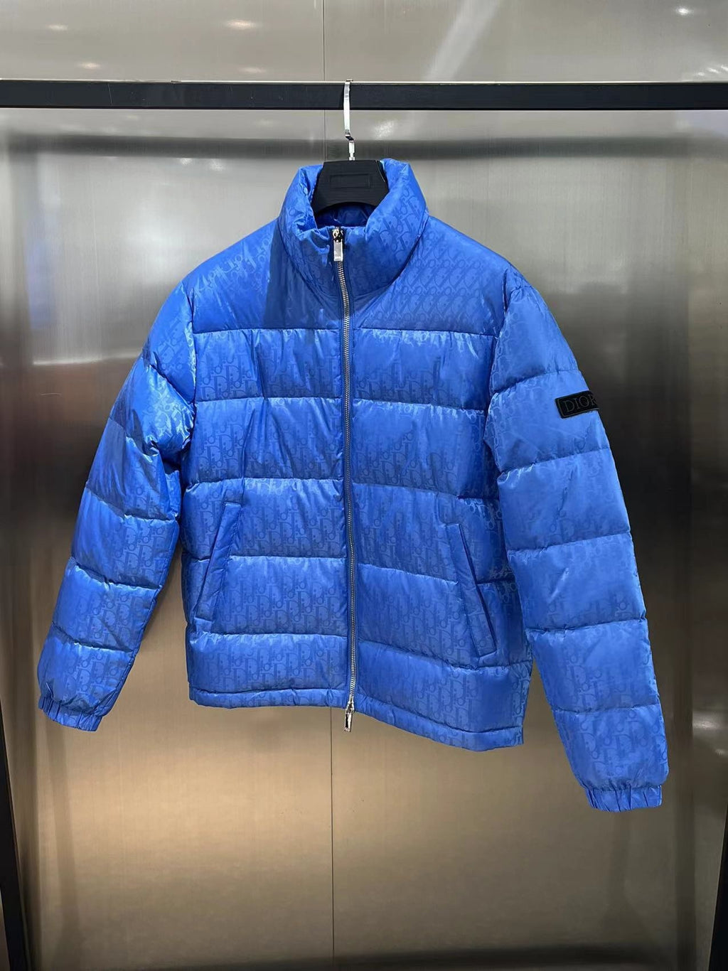 Dior Monogram Stand-Collar Puffer Jacket - Royal Blue