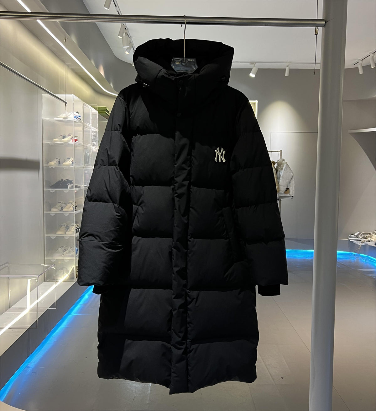 MLB New York Yankees Longline Hooded Down Coat - Black