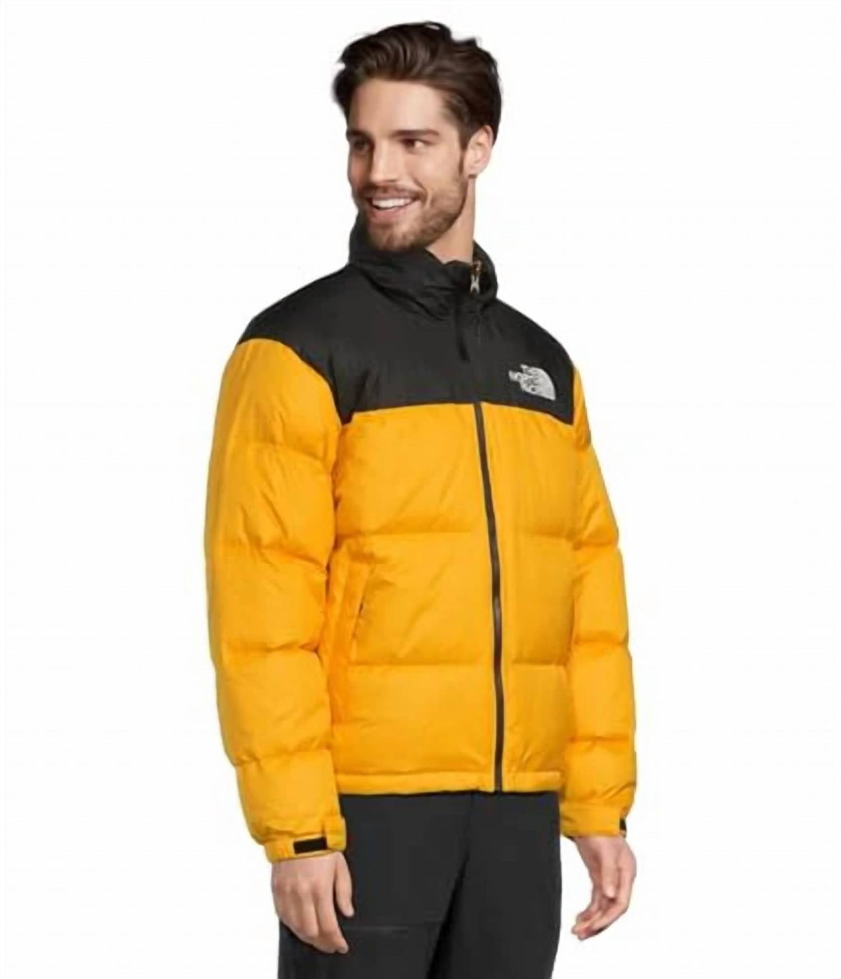 The North Face Unisex Stand-Collar Puffer Jacket - Yellow & Black
