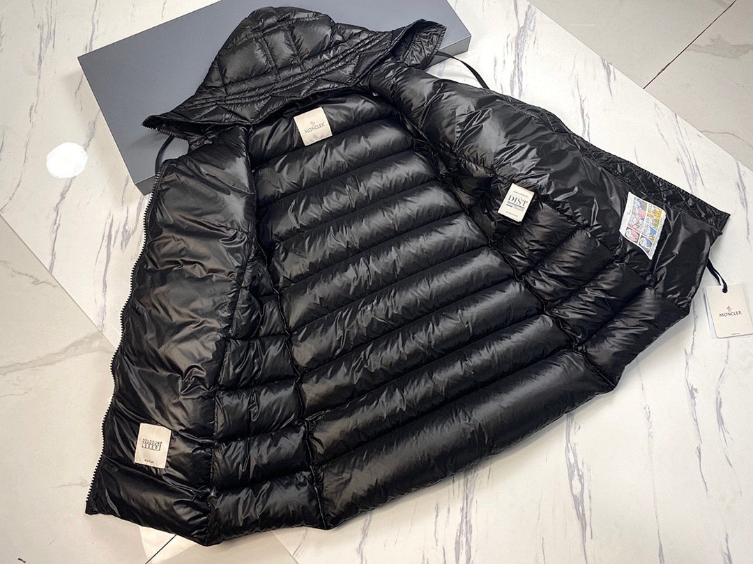 Moncler Long Hooded Puffer Coat - Black