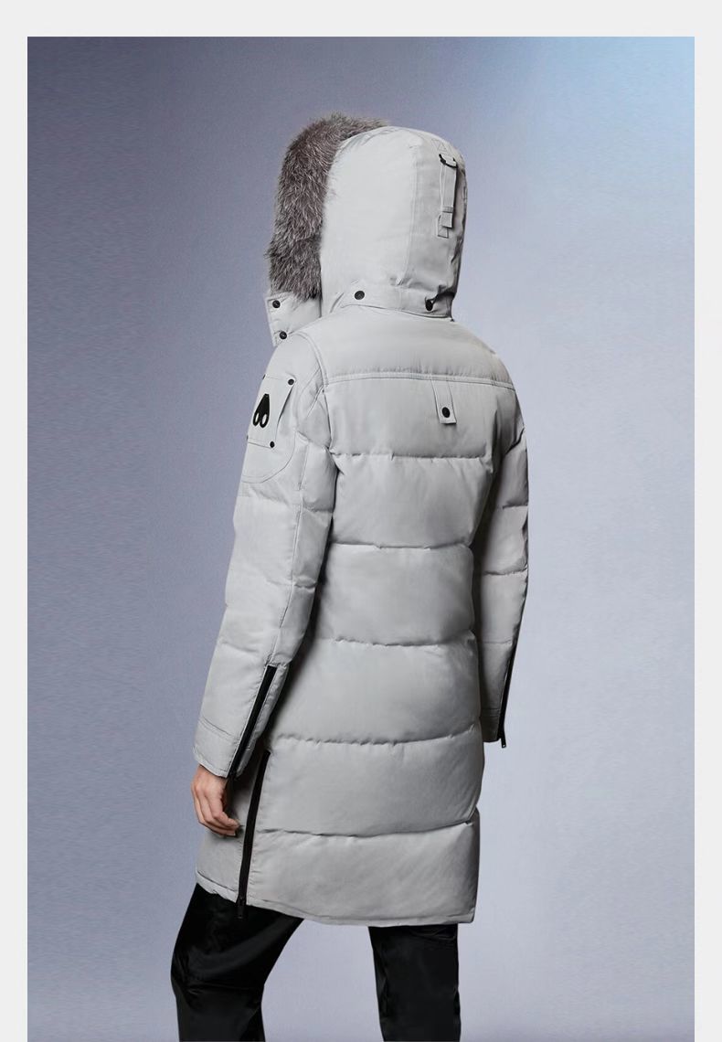 Moose Knuckles Longline Hooded Parka - Light Gray
