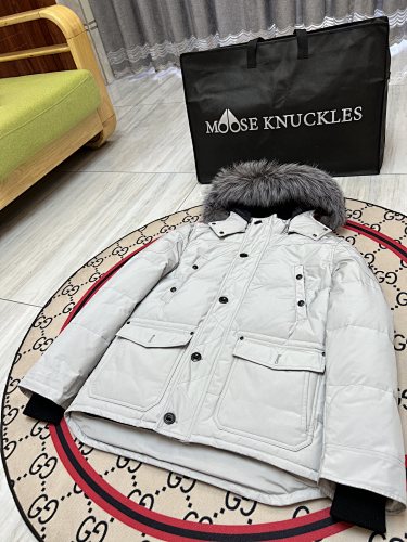 Moose Knuckles Men's Hooded Parka - Light Gray