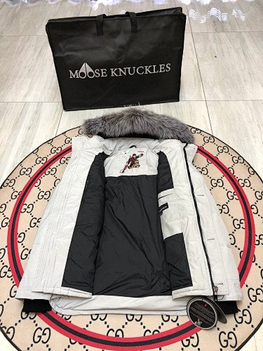 Moose Knuckles Men's Hooded Parka - Light Gray