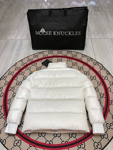 Moose Knuckles Unisex Stand-Collar Puffer Jacket - White