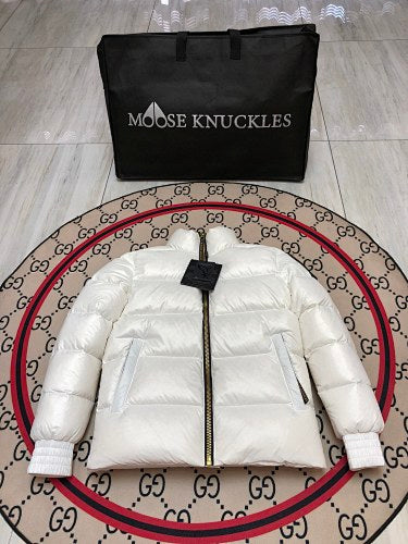 Moose Knuckles Unisex Stand-Collar Puffer Jacket - White