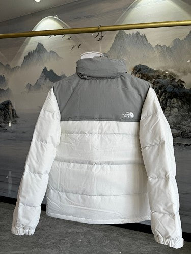The North Face Stand-Collar Puffer Jacket - White & Gray