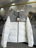 The North Face Stand-Collar Puffer Jacket - White & Gray