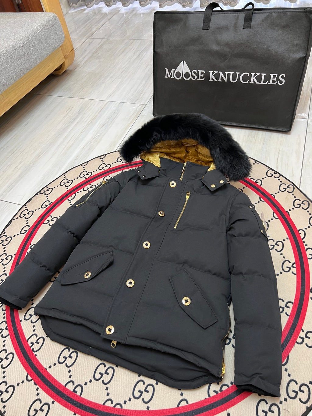 Moose Knuckles Men's Trimmed-Hood Puffer Jacket - Black
