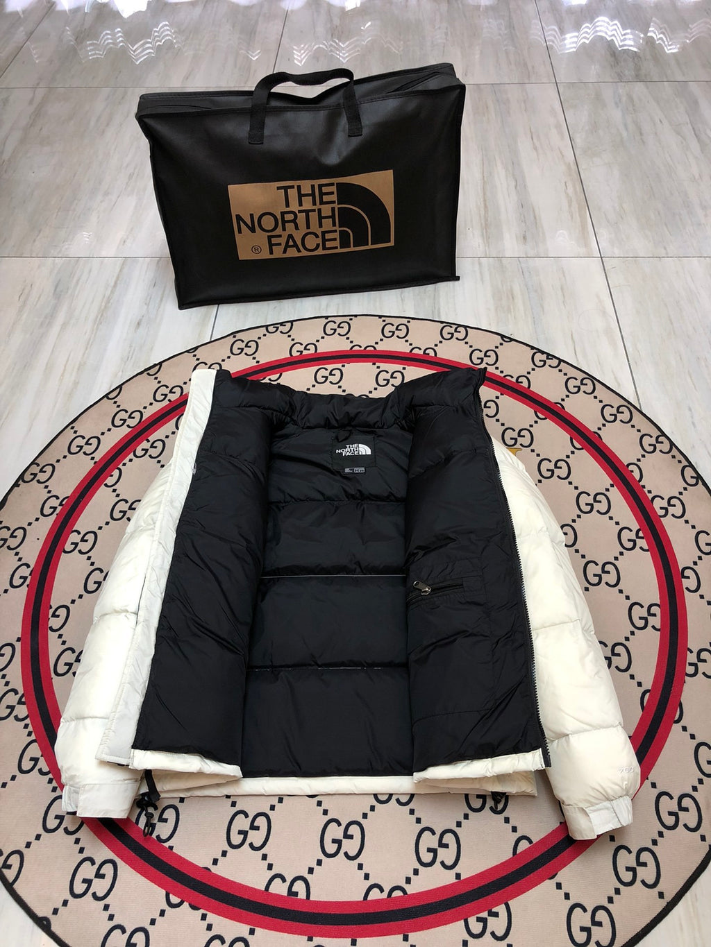 The North Face 1996 Stand-Collar Puffer Jacket - White & Black