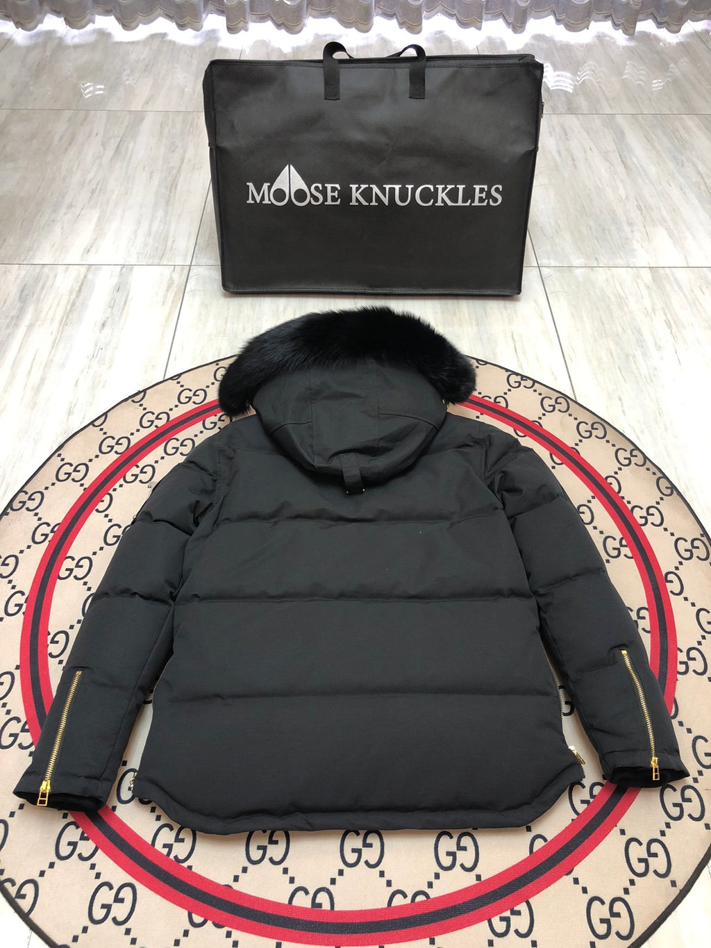Moose Knuckles Men's Trimmed-Hood Puffer Jacket - Black