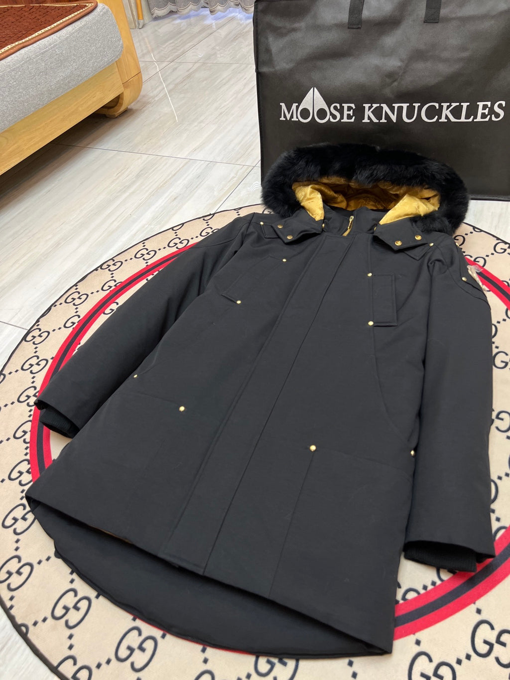 Moose Knuckles Men's Long Trimmed-Hood Parka - Black