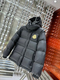 Moncler Gold-Logo Hooded Puffer Jacket - Black