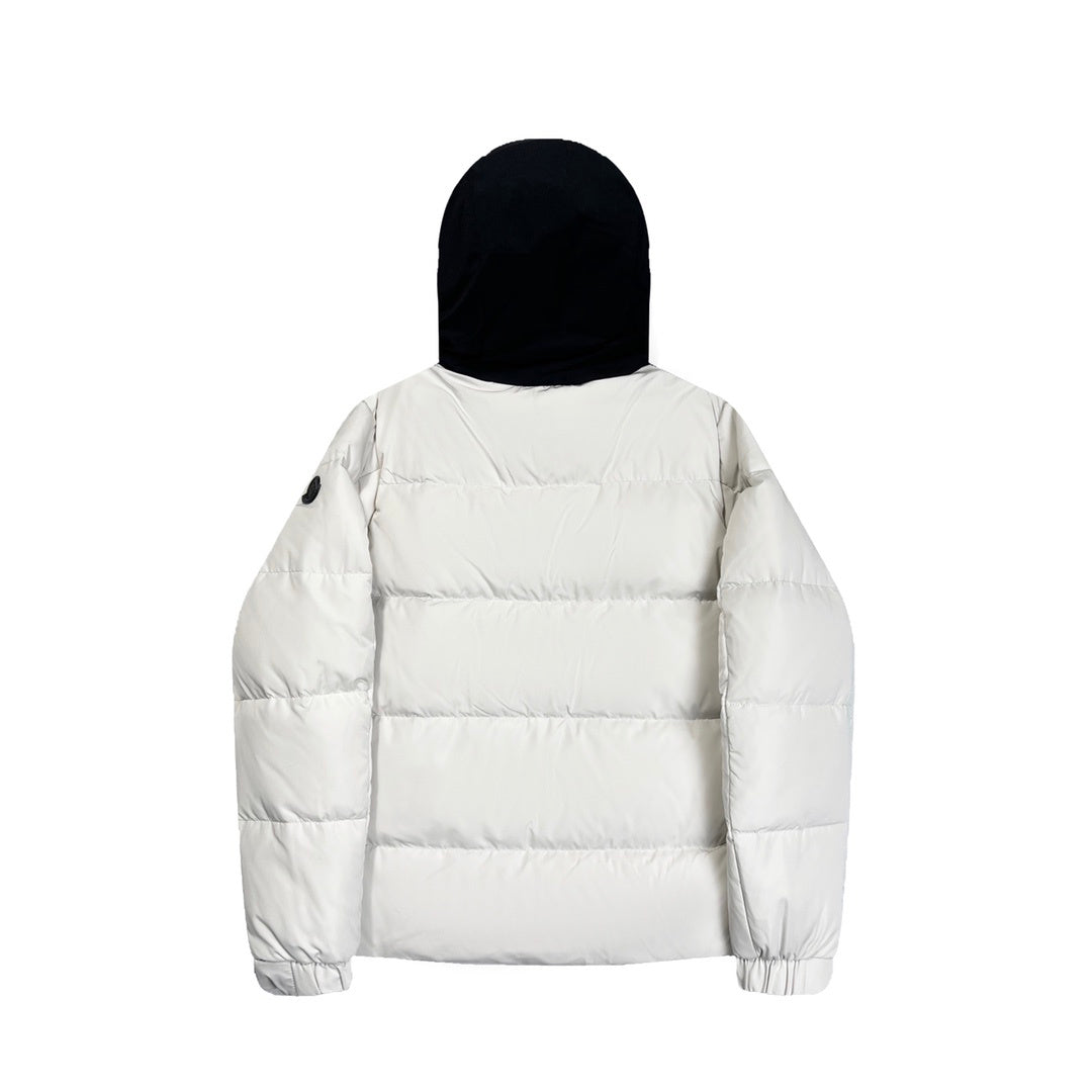 Moncler Contrast-Hood Puffer Jacket - White & Black