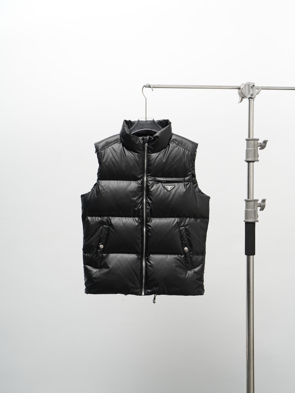 Prada Quilted Zip-Up Puffer Vest in Black