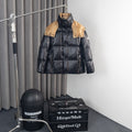 Moncler Colorblock Hooded Puffer Jacket - Black & Tan
