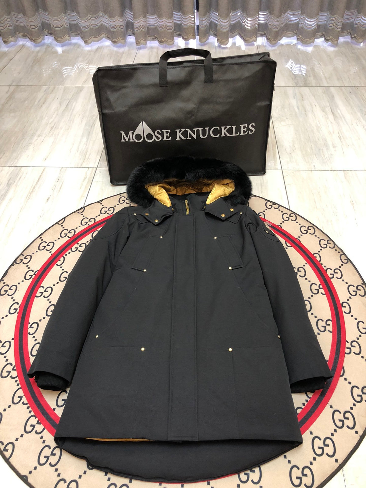 Moose Knuckles Men's Long Trimmed-Hood Parka - Black