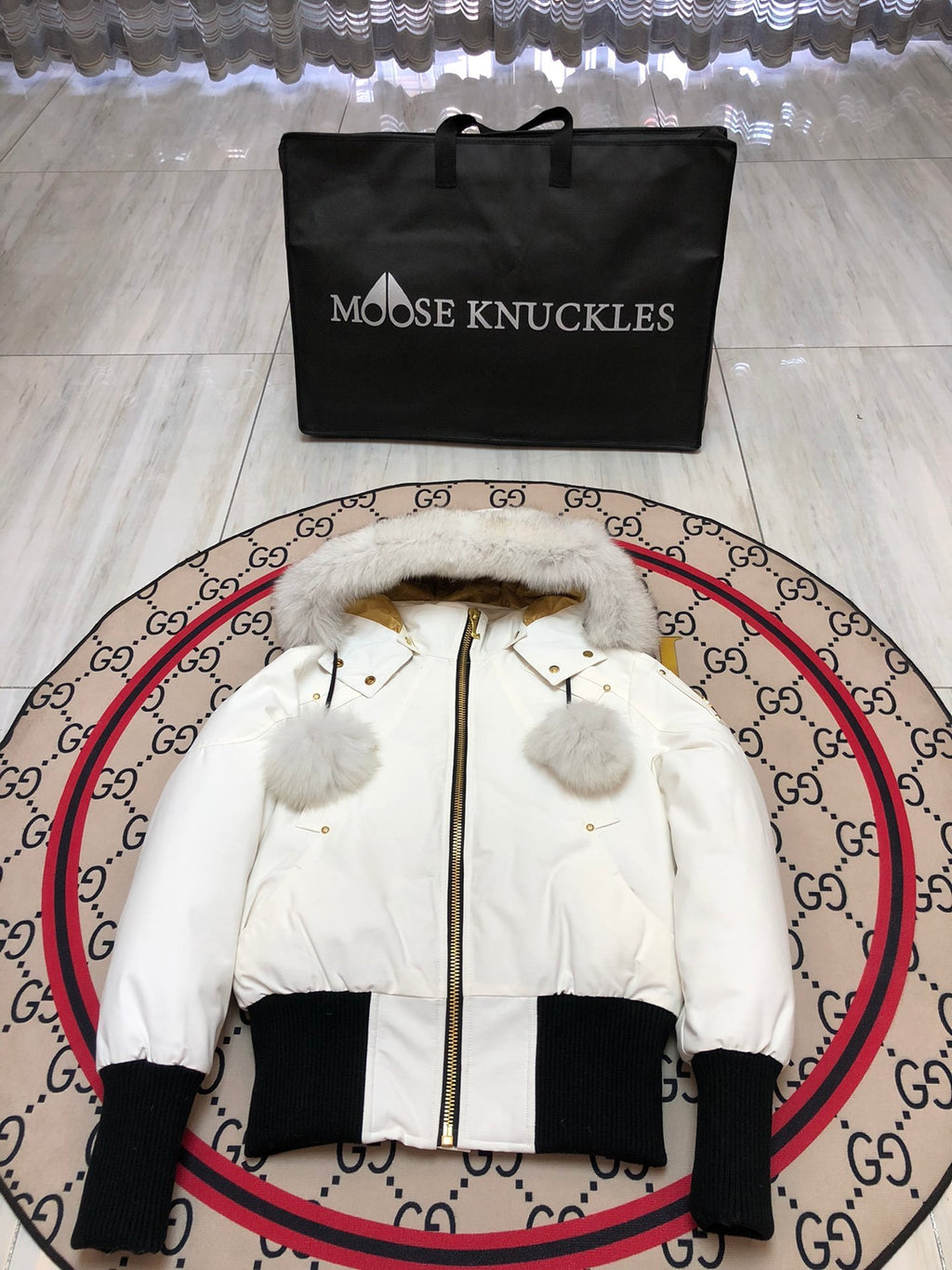 Moose Knuckles Women's Hooded Bomber Jacket - White