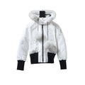 Moose Knuckles Original Debbie Hooded Bomber Jacket in White