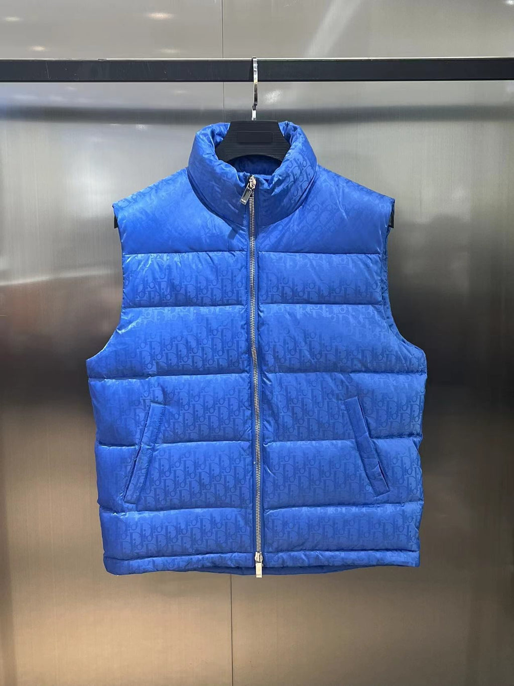 Dior Monogram Stand-Collar Puffer Vest - Royal Blue