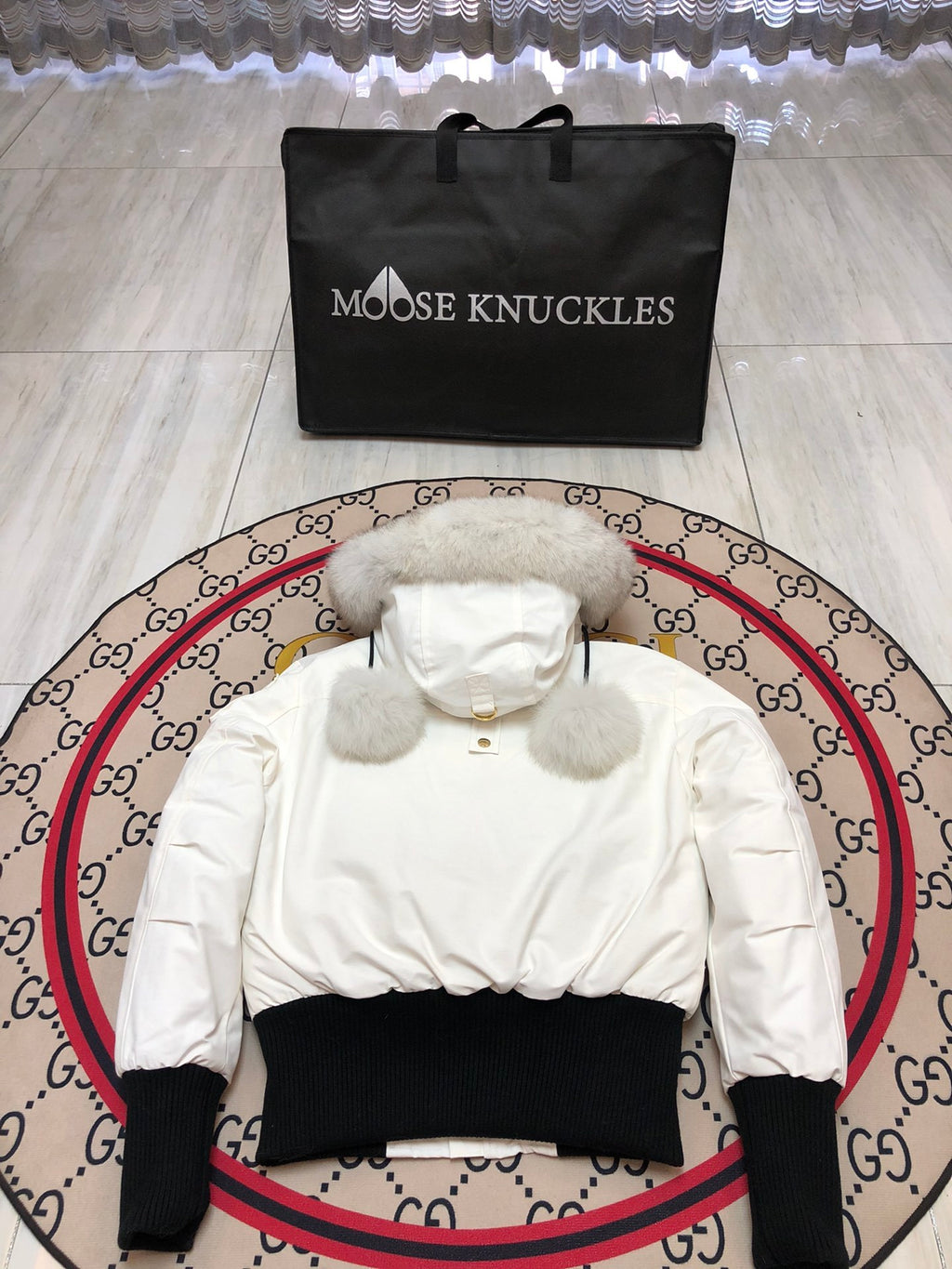 Moose Knuckles Women's Hooded Bomber Jacket - White