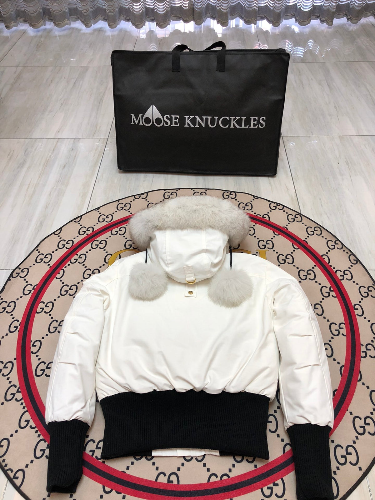 Moose Knuckles Women's Hooded Bomber Jacket - White