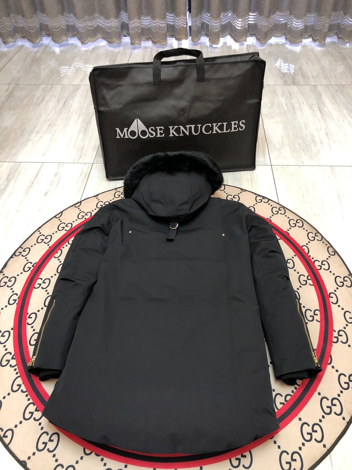 Moose Knuckles Men's Long Trimmed-Hood Parka - Black