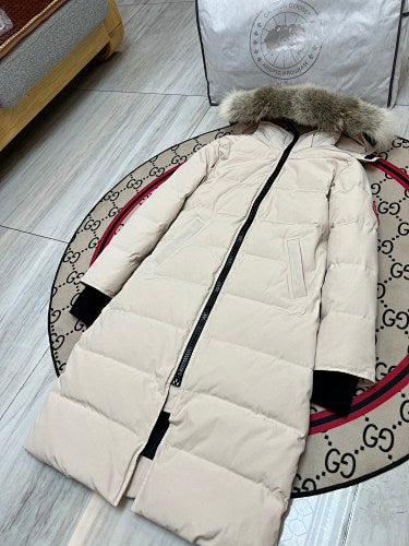 Canada Goose Women's Long Hooded Puffer Coat - Cream