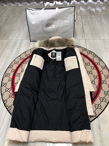Canada Goose Women's Long Hooded Puffer Coat - Cream