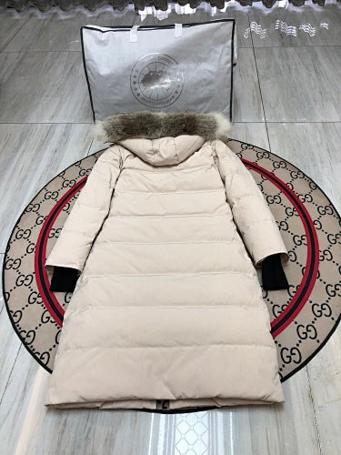 Canada Goose Women's Long Hooded Puffer Coat - Cream
