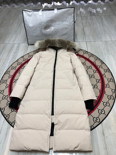 Canada Goose Women's Long Hooded Puffer Coat - Cream