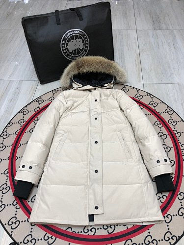 Canada Goose Women's Longline Hooded Quilted Coat - Cream